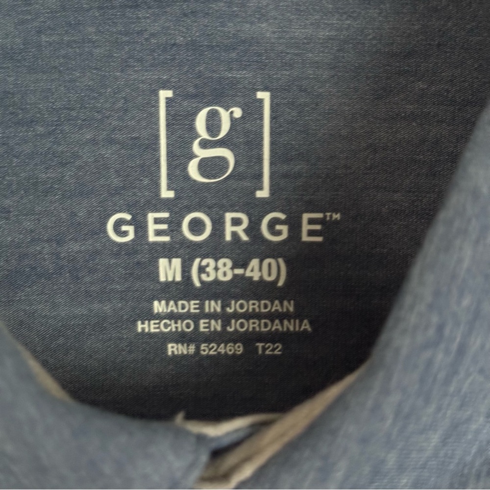 George Men's M Medium Textured Poly Polo Shirt Blue Stretch Performance Wicking - Picture 3 of 7